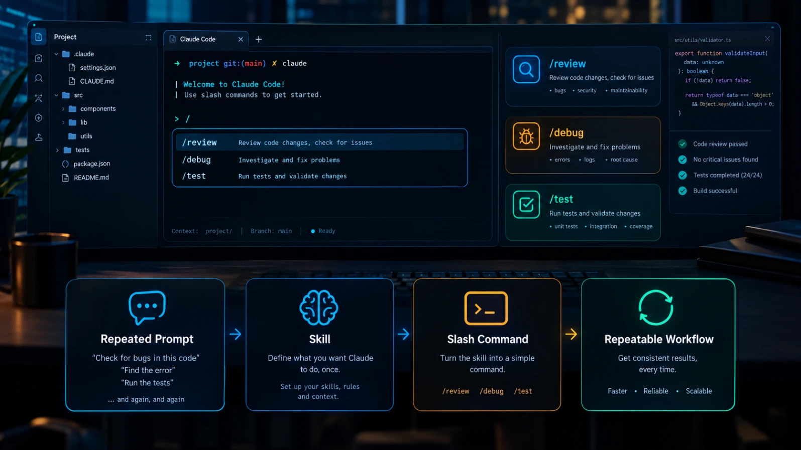 Claude Code custom commands workflow